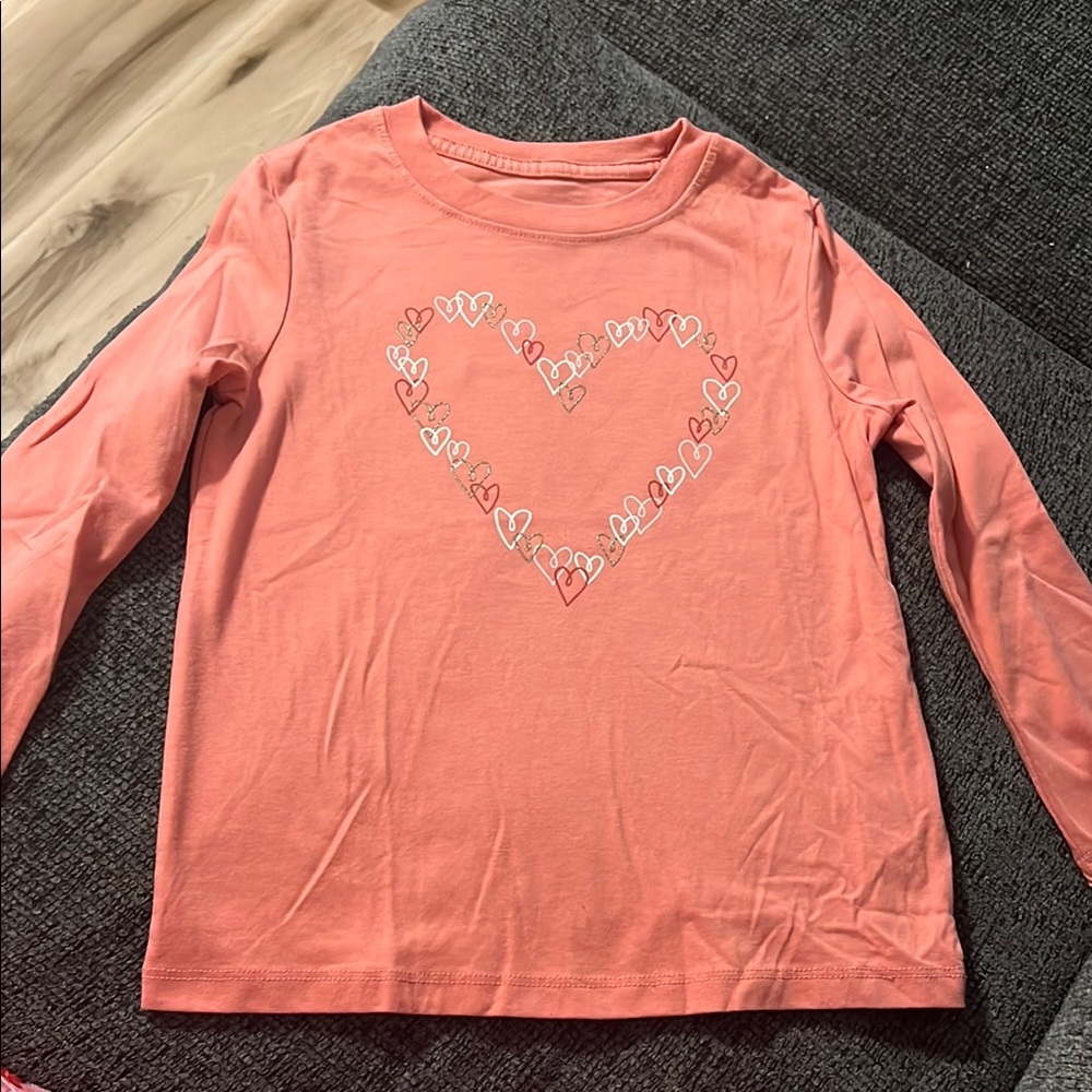 Heart Design Kids Long Sleeve Shirt - Pink